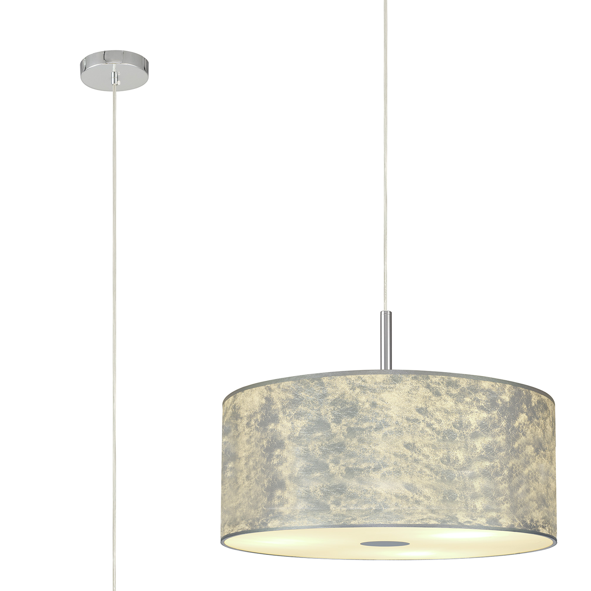 DK0820  Baymont 50cm 5 Light Pendant Polished Chrome, Silver Leaf, Frosted Diffuser